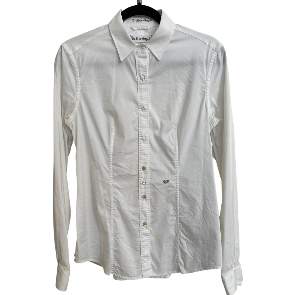 Le Sarte Pettegole White Cotton Stretch Button Down Shirt‎ - Size IT 46 / US 12